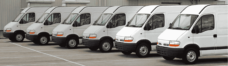 six large vans
