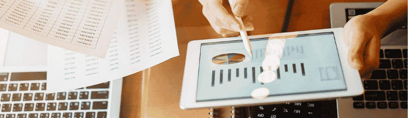 pie chart on an electronic tablet