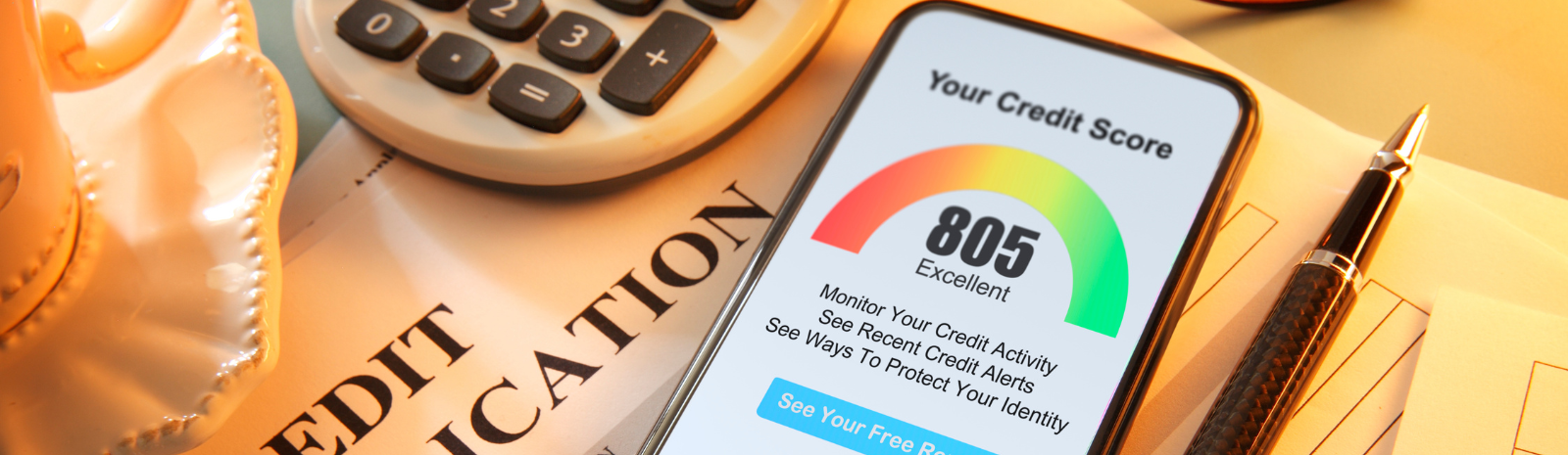 smart phone displaying credit score